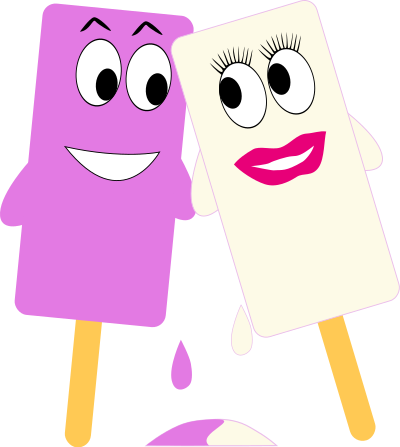 Ice cream girl and boy in love clipart