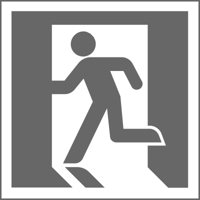 Icon: Grey on White Square - Variation of Yukio Ota's ISO Standard Japanese Exit Sign clipart