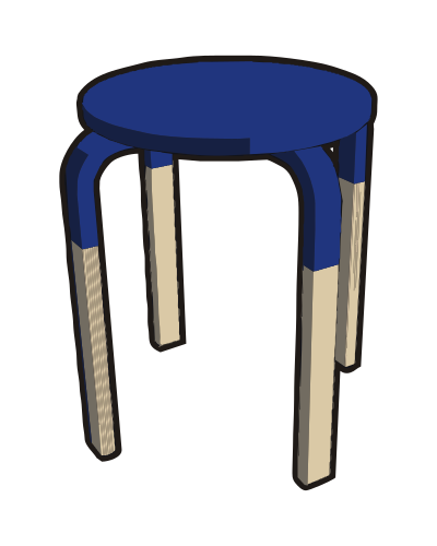 Ikea stuff - Frosta stool, half blue navy clipart