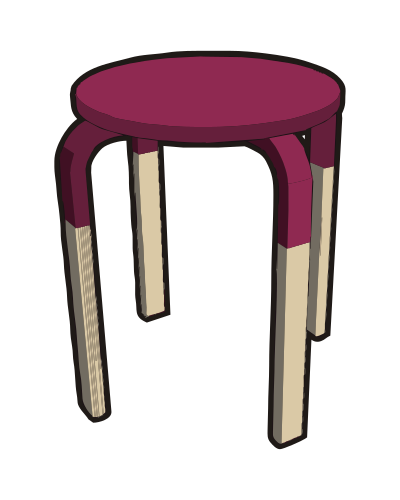 Ikea stuff - Frosta stool, half burgundi clipart
