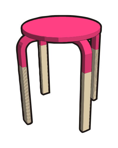 Ikea stuff - Frosta stool, half magenta clipart
