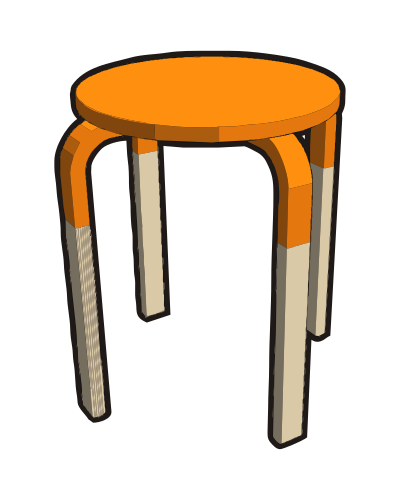 Ikea stuff - Frosta stool, half orange clipart