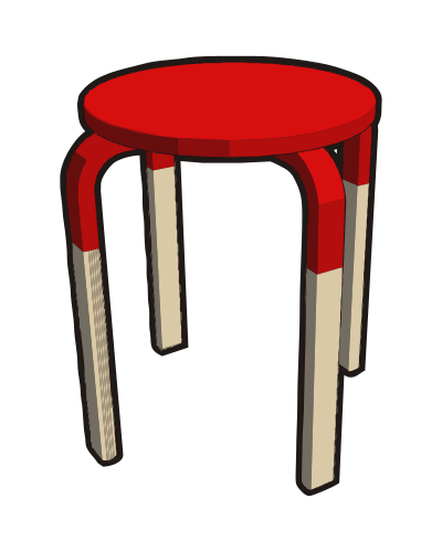 Ikea stuff - Frosta stool, half red clipart