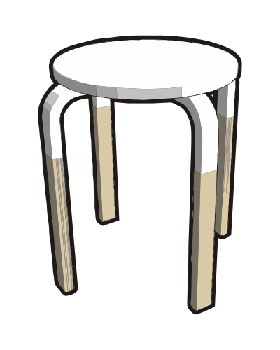 Ikea stuff - Frosta stool, half white clipart