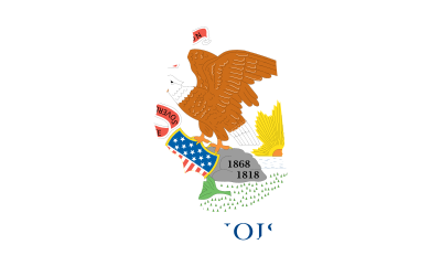 Illinois State Outline with Flag Background clipart