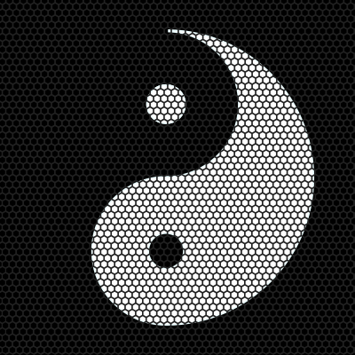 Illuminated Yin Yang Symbol - White Neon clipart