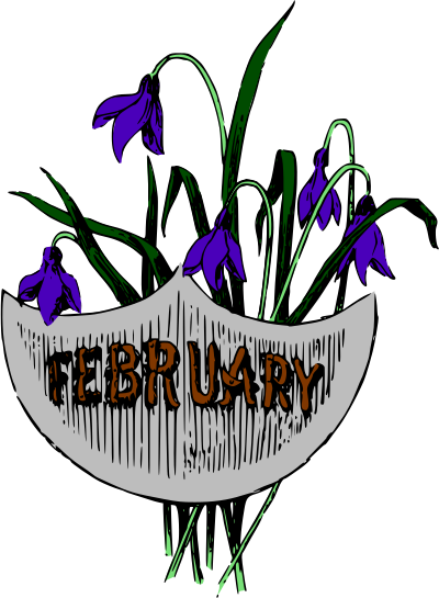 Illustrated months (February, colour) clipart
