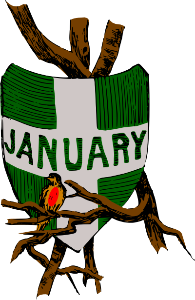 Illustrated months (January, colour) clipart
