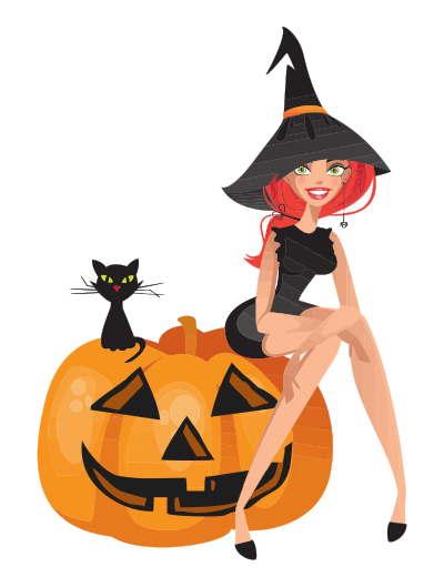 Jack-'O-Lantern and Lady clipart