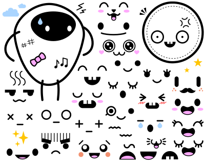 Japanese cute faces clipart
