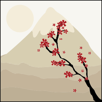 Japanese Maple Tree In The Shadow Of A Mountain clipart