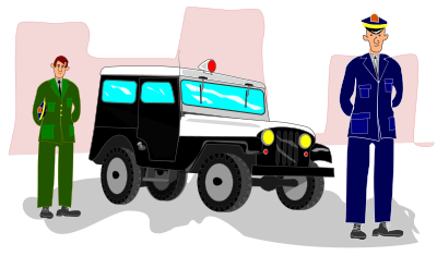 Jeep de policia anos 60 clipart