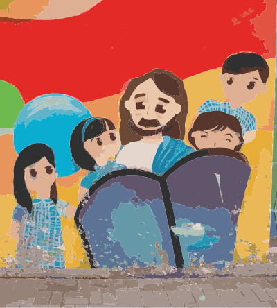 Jesus and Some Kids clipart