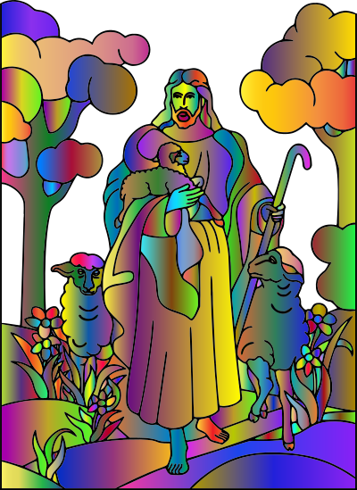 Jesus Christ The Shepherd Line Art Polyprismatic clipart