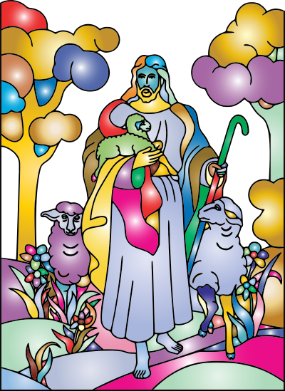 Jesus Christ The Shepherd Line Art Prismatic clipart