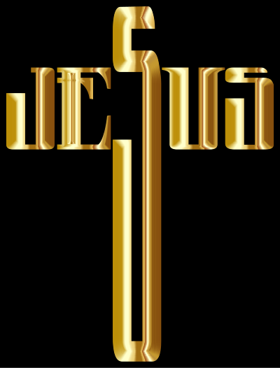 Jesus Cross Typography Gold clipart