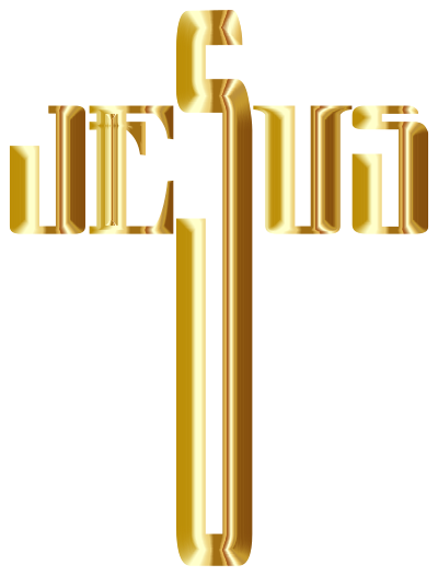 Jesus Cross Typography Gold No Background clipart