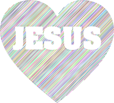 Jesus Heart Scribble Typography Colorful clipart