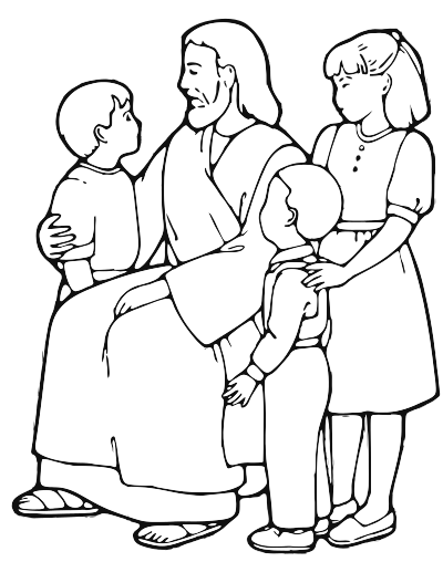 Jesus Teaching Children Line Art clipart