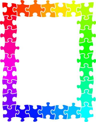 Jigsaw frame (rainbow colours) clipart