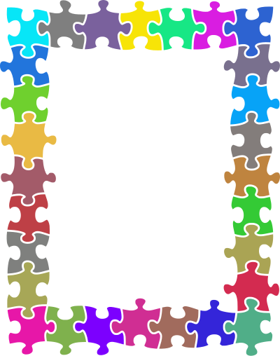 Jigsaw puzzle frame (random colours) clipart