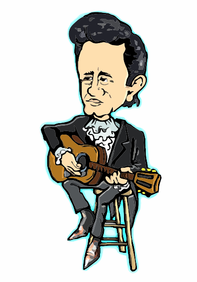 Johnny Cash sitting on stool clipart