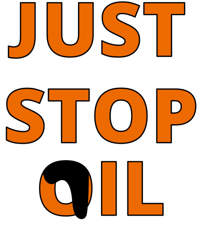 Just stop oil wordart orange with black drips clipart