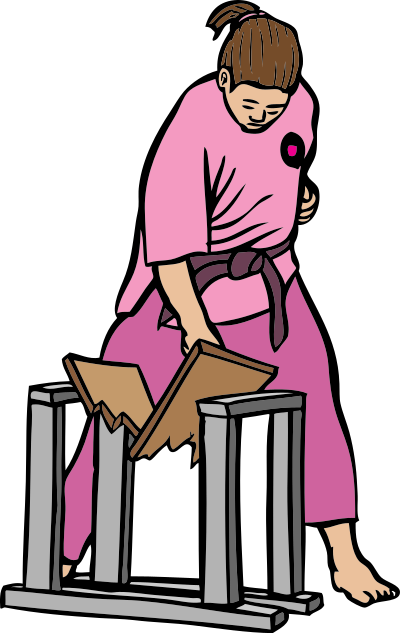 Karate girl breaks board clipart