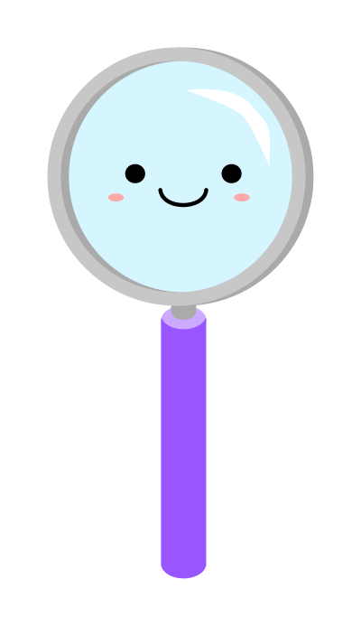 Kawaii magnifying glass clipart