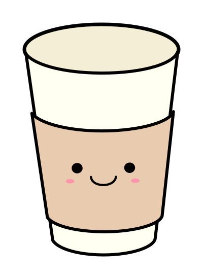 Kawaii paper coffee or tea cup clipart
