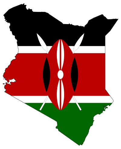 Kenya Flag Map With Stroke clipart