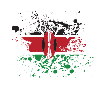 Kenyan flag ink splatter clipart