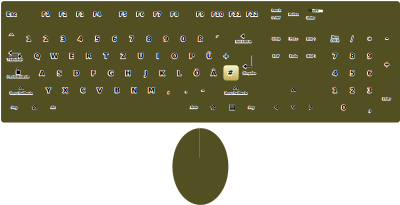 Keyboard (German layout) and mouse—top-down view clipart