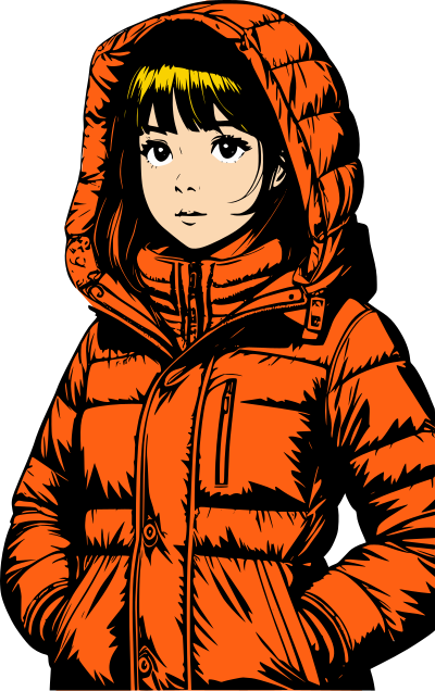 Kid in parka (colour) clipart