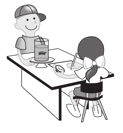 Kids at table doing experiment clipart