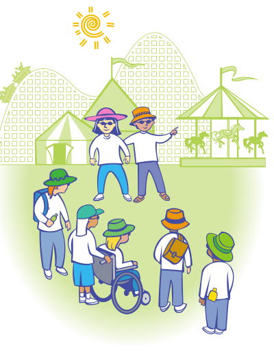 Kids at theme park clipart