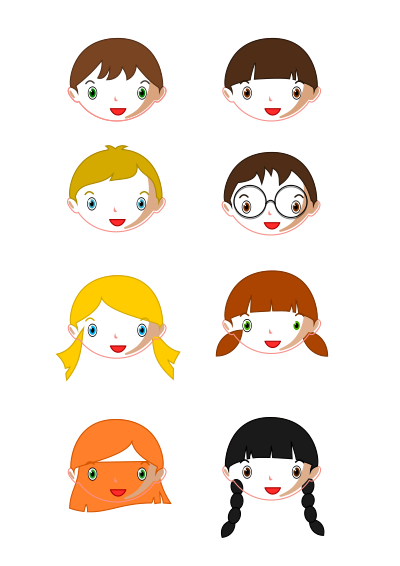 Kids faces clipart