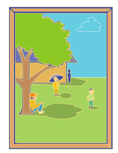 Kids framed scene clipart