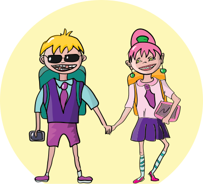 Kids going to school clipart