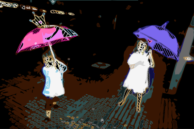 Kids in the Rain clipart