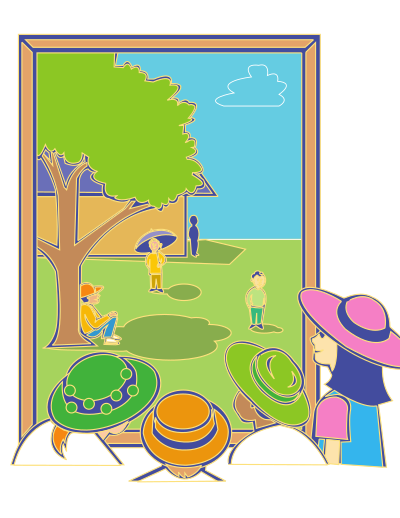 Kids looking out window clipart