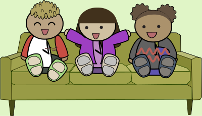 Kids on a sofa clipart