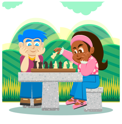 Kids Playing Chess 2 clipart