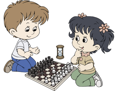 Kids Playing Chess clipart