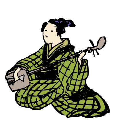 Kimono Lady and a Shamisen clipart