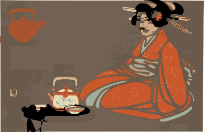 Kimono Lady and Tea clipart