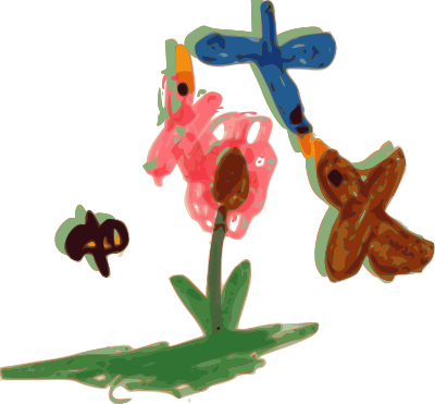 Kindergarten Art Birds, Bee, and Flower clipart