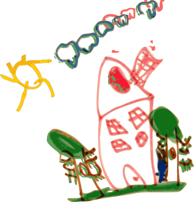 Kindergarten Art House and Sun clipart