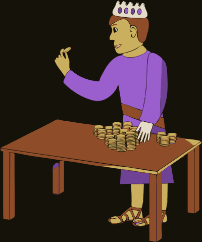 King counting his money clipart