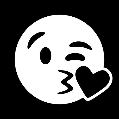 Kiss emoji (b&w negative) clipart